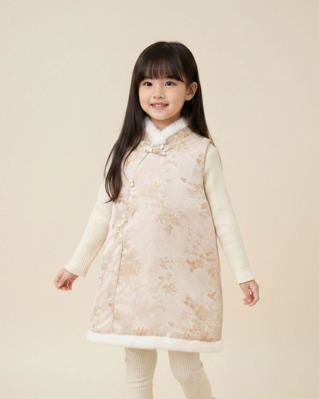 CNY Embroidered Padded Girls Dress