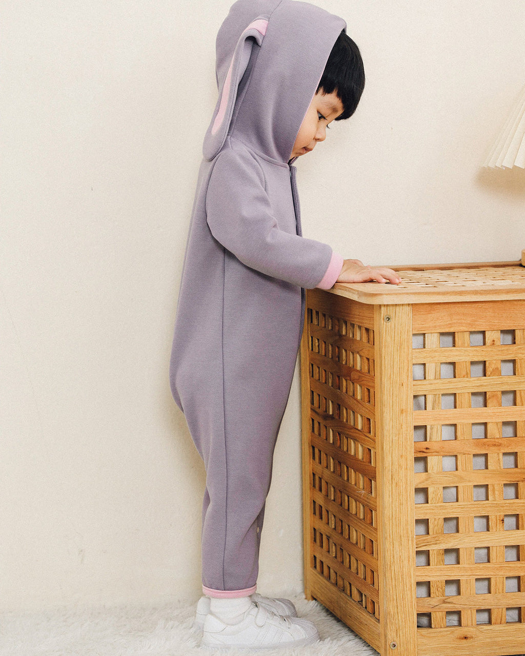 Bunny Heart Hoodie Romper - Periwinkle