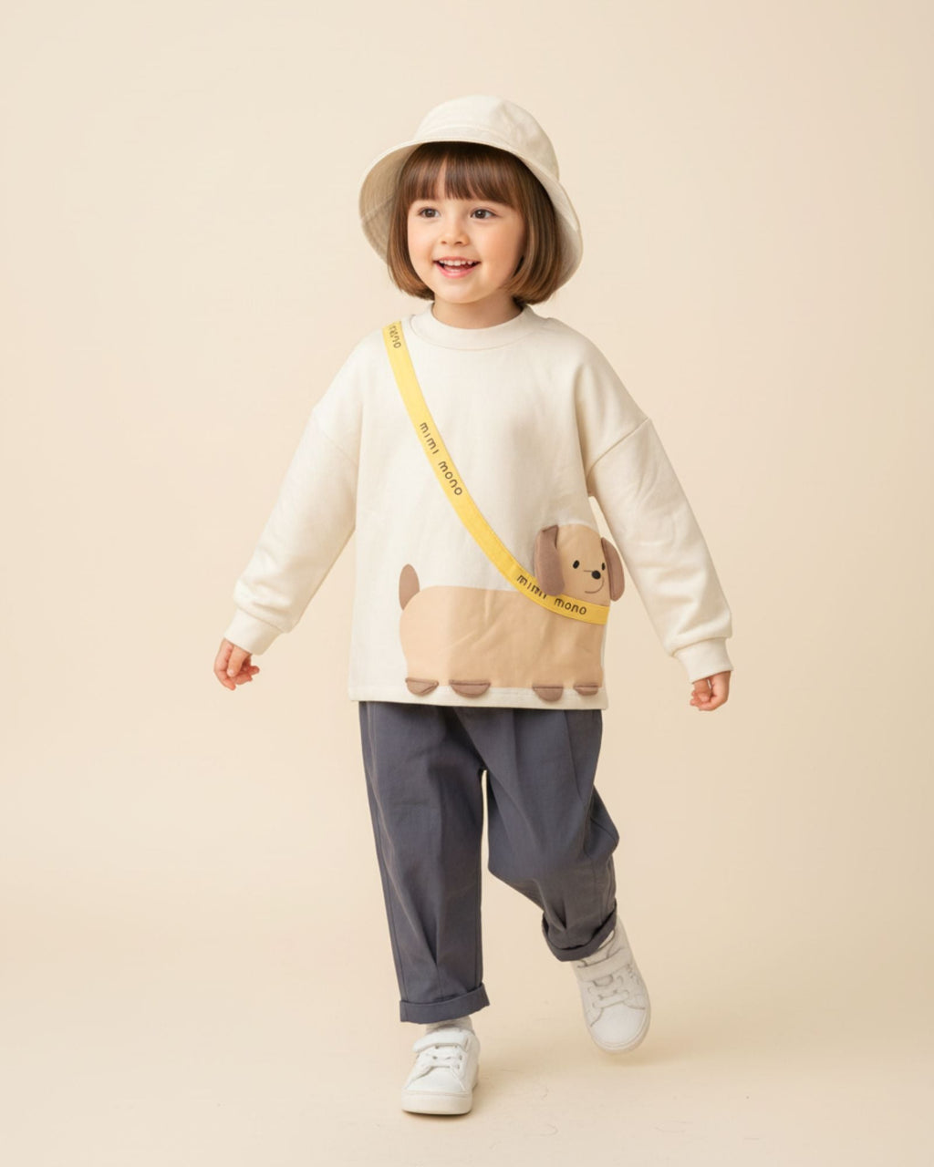 Sausage Dog Walk Long Sleeves Kids Sweatshirt